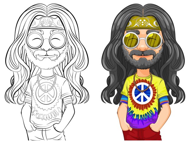 Ilustración de un personaje hippie