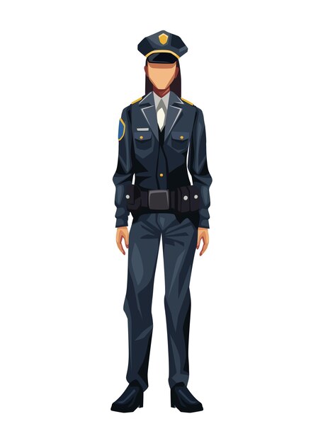 Ilustración de personaje de mujer de pie de policía aislado