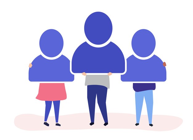 Ilustración de personaje de personas con iconos de cuenta de usuario