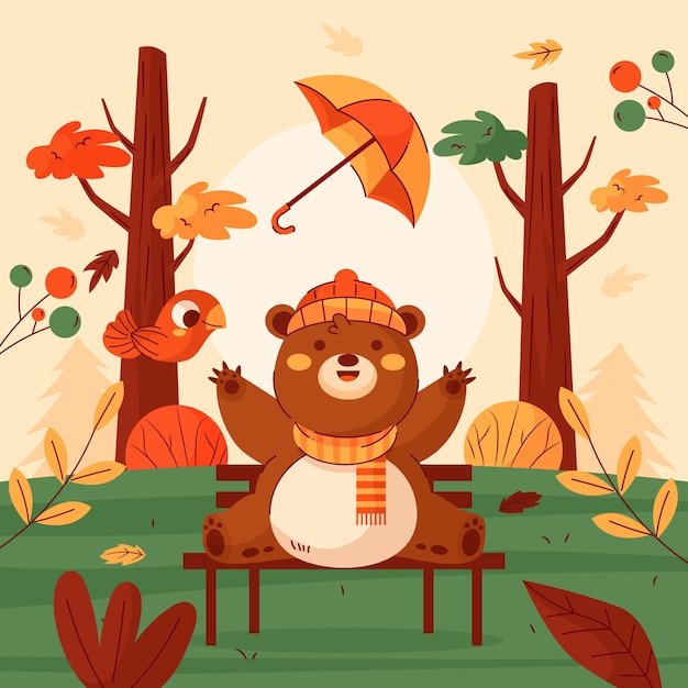 Ilustración de personaje plano para la celebración de la temporada de otoño