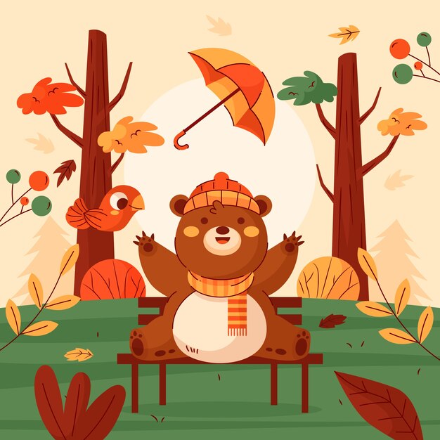 Ilustración de personaje plano para la celebración de la temporada de otoño
