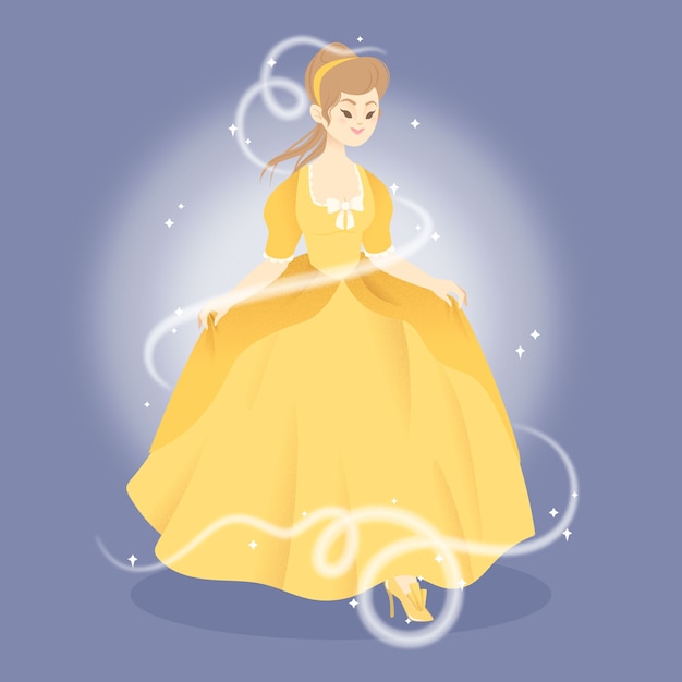 Vector gratuito ilustración de personaje de princesa de cenicienta