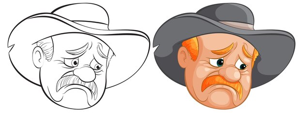 Ilustración del personaje del vaquero en dos estilos