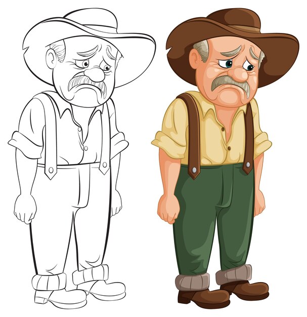Ilustración del personaje del vaquero triste
