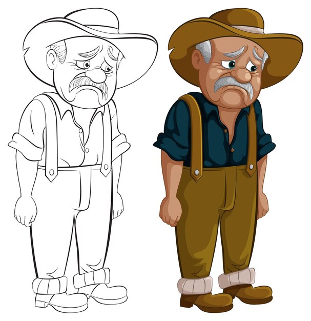 Ilustración del personaje del vaquero triste