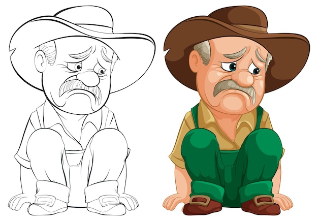 Vector gratuito ilustración del personaje del vaquero triste