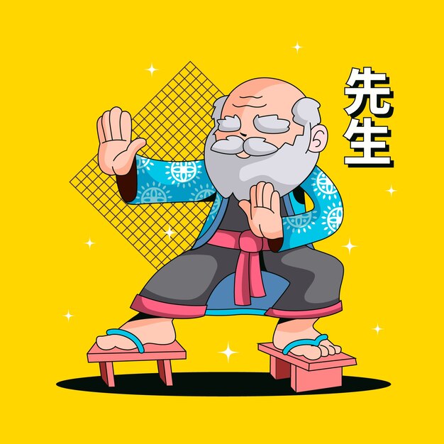 Ilustración de personajes de dibujos animados asiáticos dibujados a mano