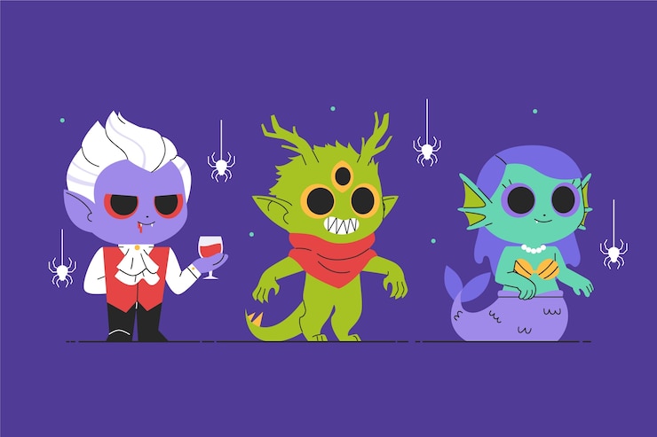 Vector gratuito ilustración de personajes planos para la temporada de halloween.