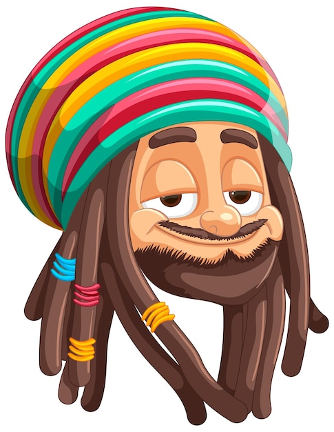 Vector gratuito ilustración de personajes de sombrero rastafari colorido