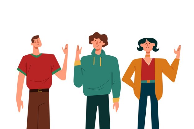 Ilustración de personas agitando la mano