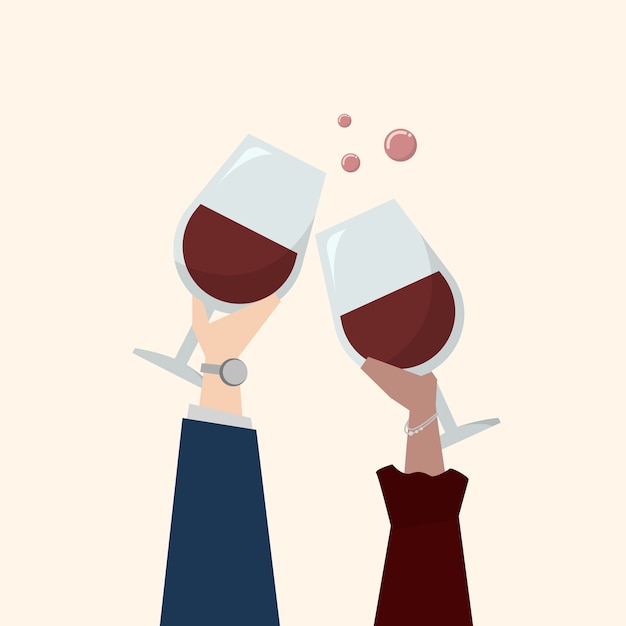 Ilustración de personas bebiendo vino