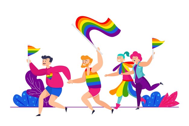 Ilustración de personas del día del orgullo