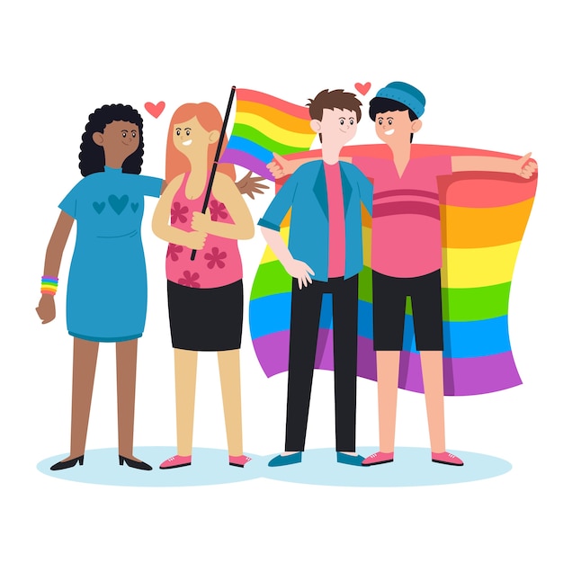 Ilustración de personas del día del orgullo