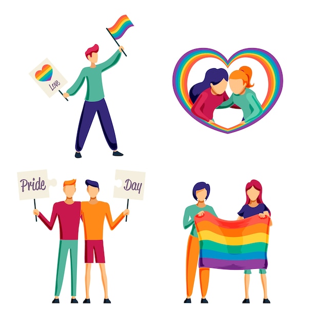 Ilustración de personas del día del orgullo