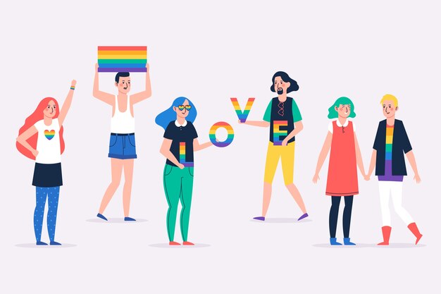 Ilustración de personas del día del orgullo