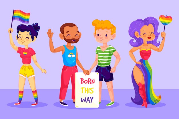 Ilustración de personas del día del orgullo
