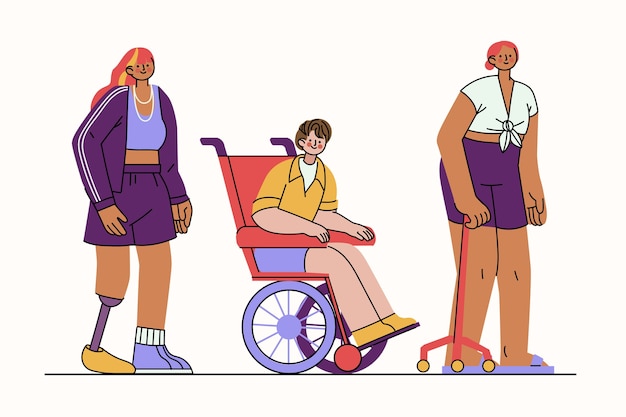 Vector gratuito ilustración de personas con discapacidad dibujadas a mano