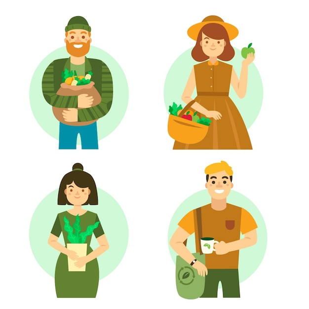 Vector gratuito ilustración con personas de estilo de vida verde