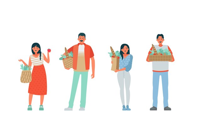 Ilustración de personas de estilo de vida verde