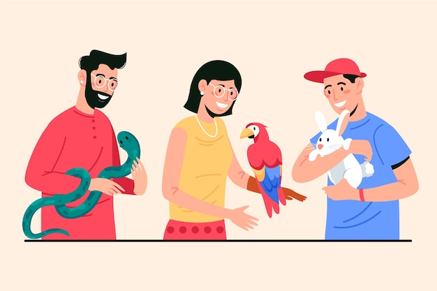 Vector gratuito ilustración de personas con mascotas