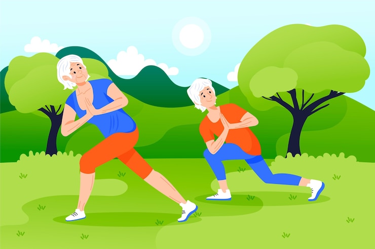 Vector gratuito ilustración de personas mayores activas