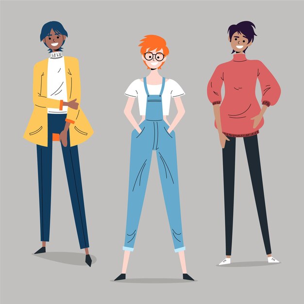 Ilustración de personas no binarias planas orgánicas