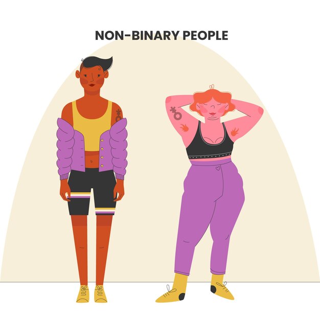Ilustración de personas no binarias planas orgánicas