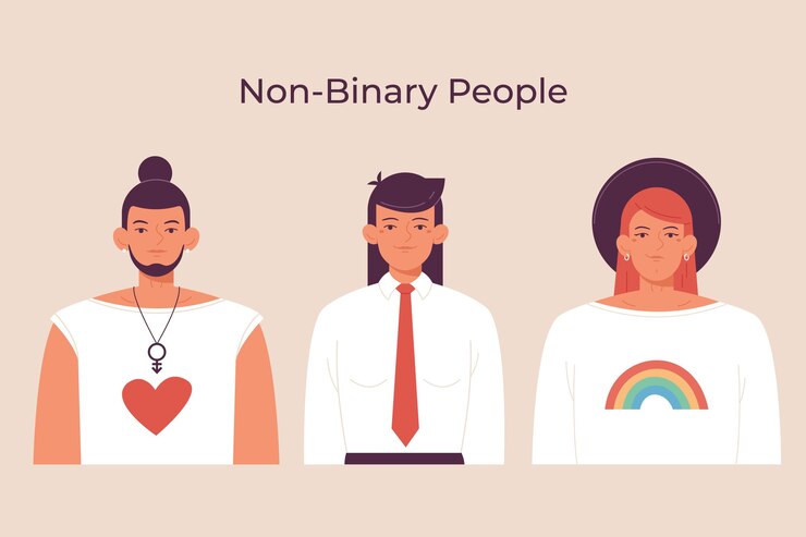 Ilustración de personas no binarias planas orgánicas