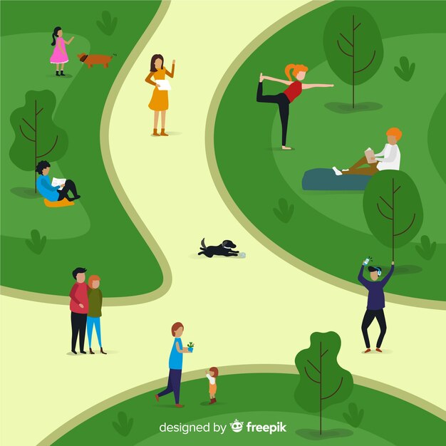 Ilustración de personas en el parque