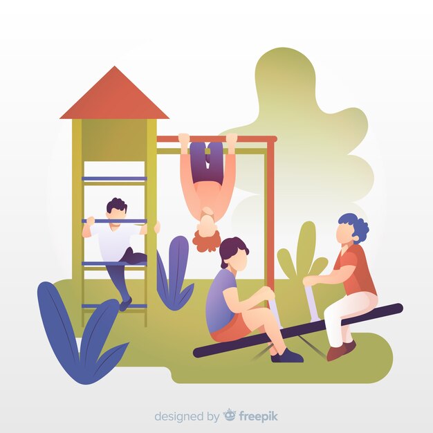 Ilustración de personas en el parque