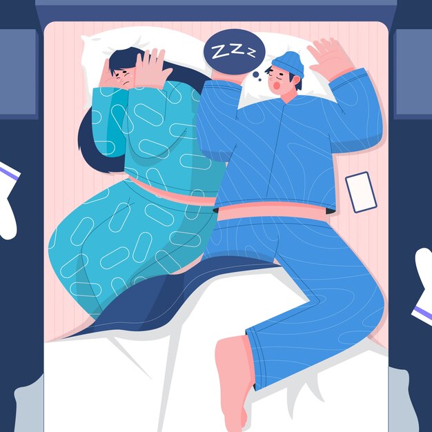Ilustración de personas roncando dibujada a mano