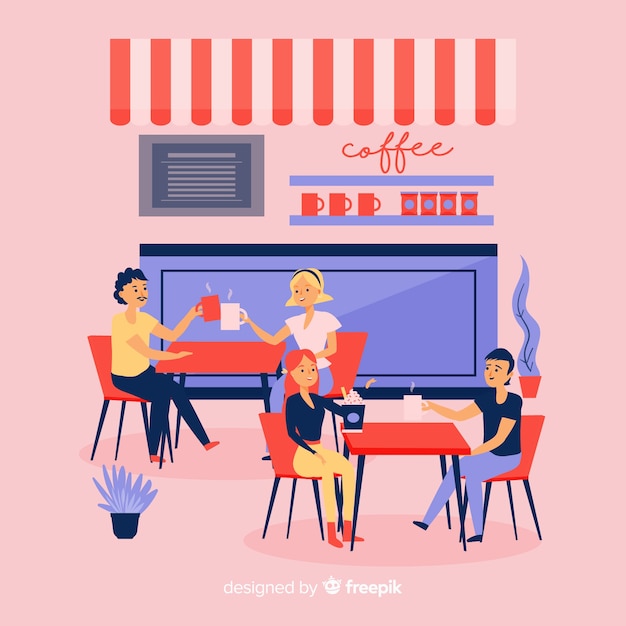 Vector gratuito ilustración de personas sentadas en un café