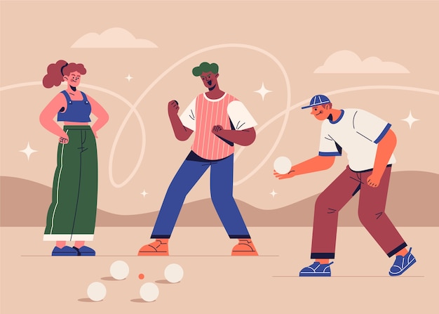 Ilustración de petanca dibujada a mano