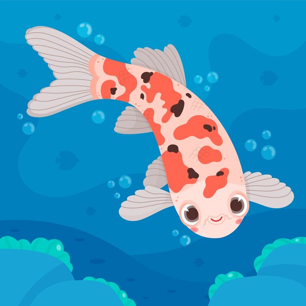 Ilustración de pez koi de diseño plano