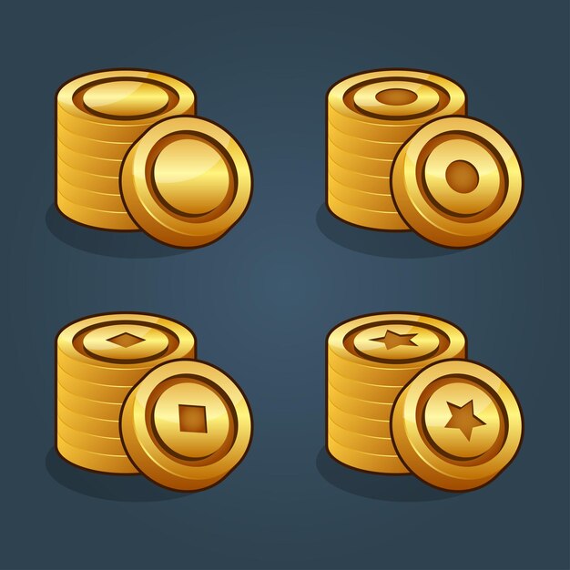 Ilustración de pila de fichas de juego de casino dorado