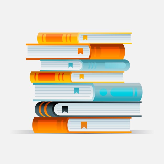 Ilustración de pila de libros degradados