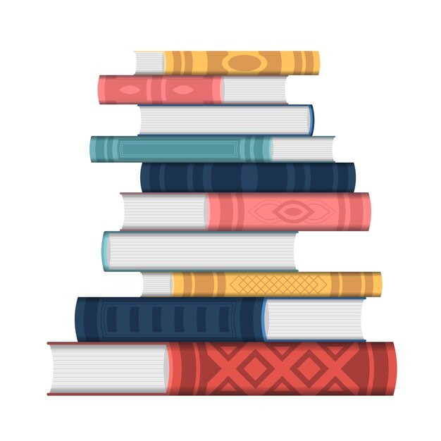 Ilustración de pila de libros degradados