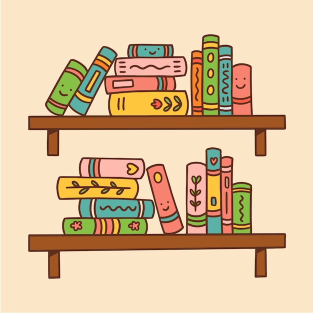 Ilustración de pila de libros dibujados a mano