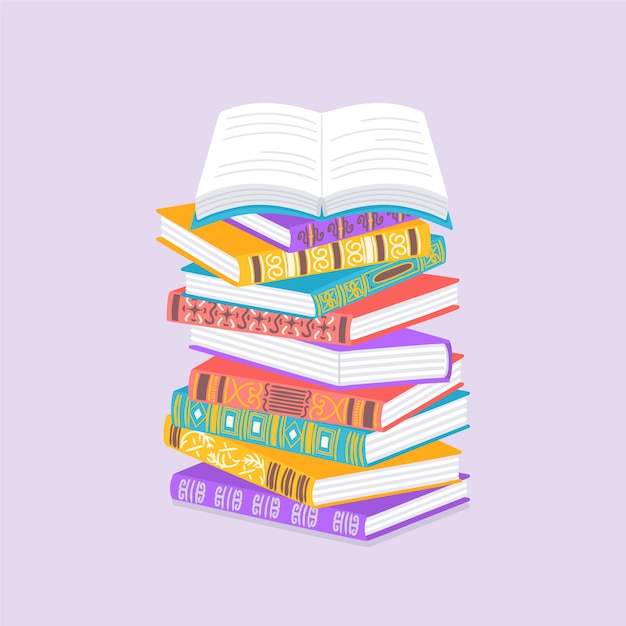 Vector gratuito ilustración de pila de libros dibujados a mano