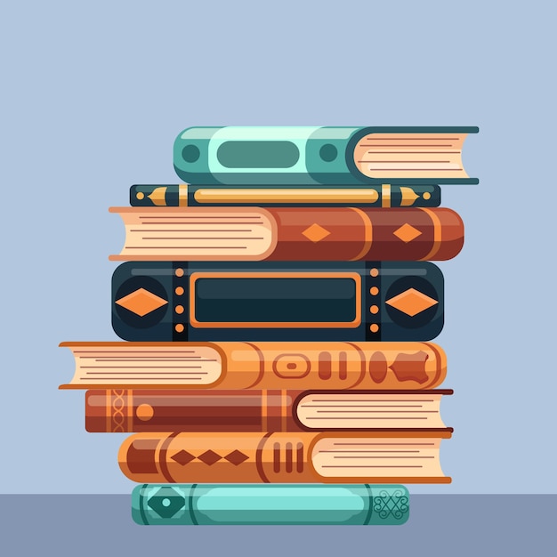 Vector gratuito ilustración de pila de libros de diseño plano dibujado a mano