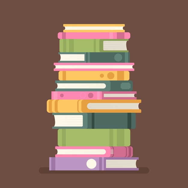 Ilustración de pila de libros de diseño plano dibujado a mano
