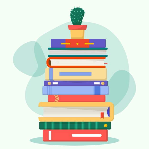 Ilustración de pila de libros de diseño plano