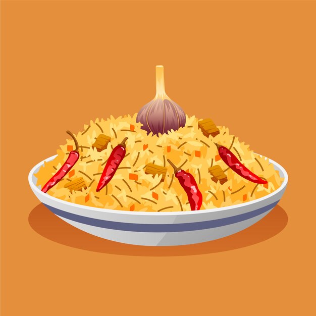 Ilustración de pilaf de diseño plano