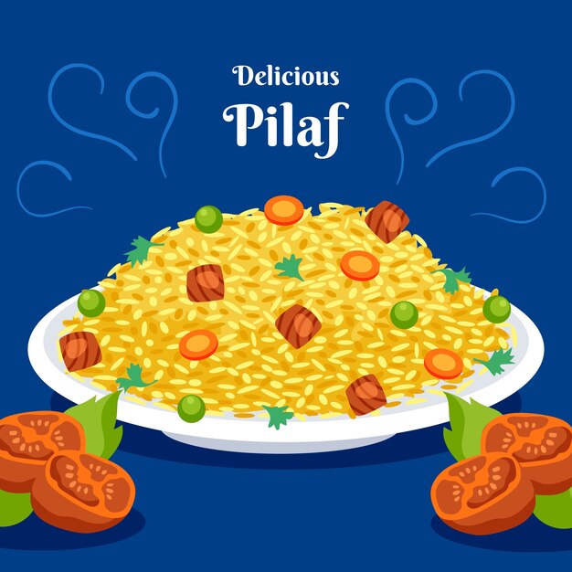 Ilustración de pilaf de diseño plano