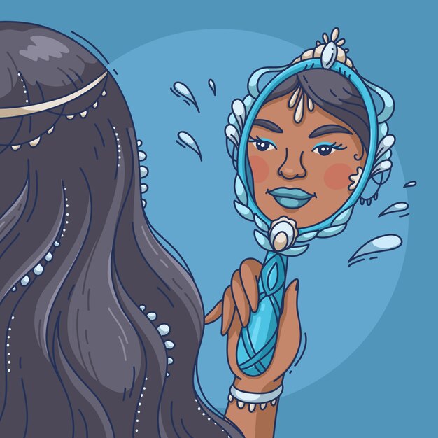 Ilustración pintada a mano por los iemanja