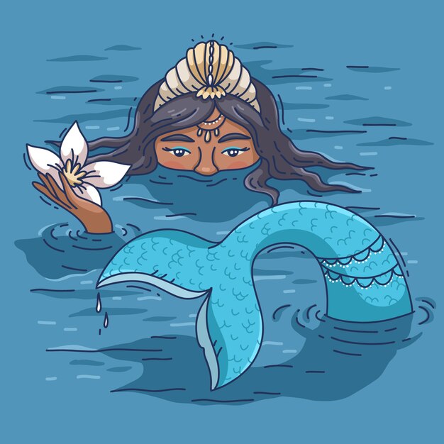 Ilustración pintada a mano por los iemanja