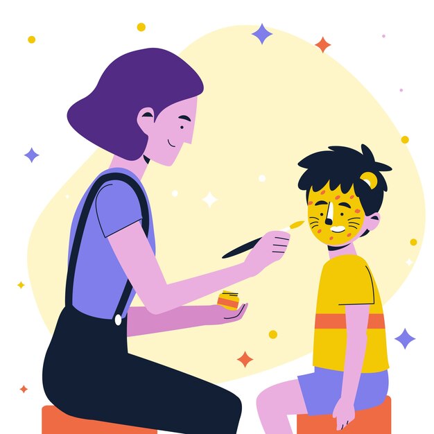 Ilustración de pintura de cara dibujada a mano