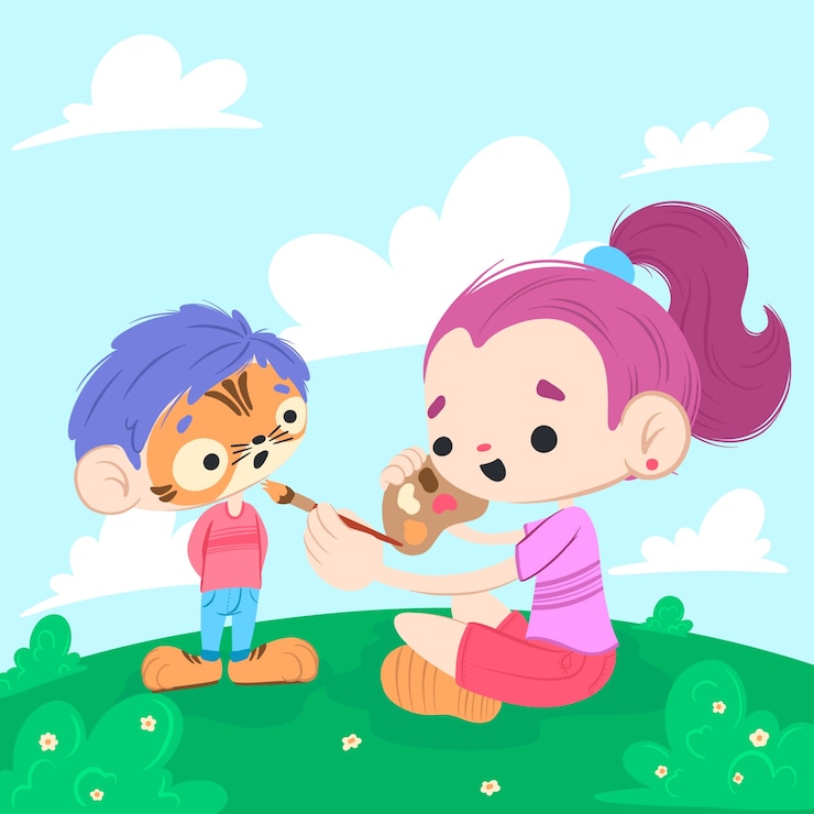 Vector gratuito ilustración de pintura de cara dibujada a mano