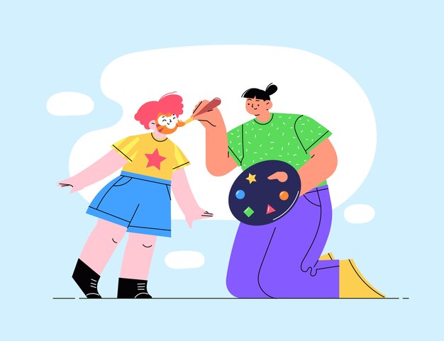 Ilustración de pintura de cara de diseño plano