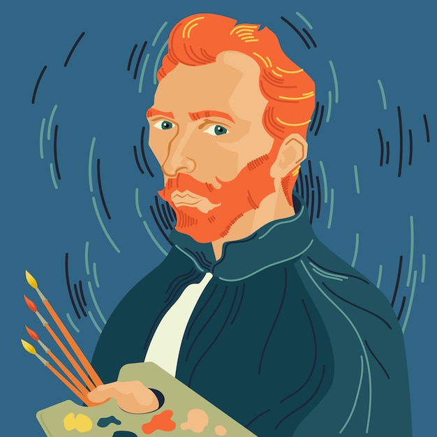 Ilustración de pintura de van gogh dibujada a mano